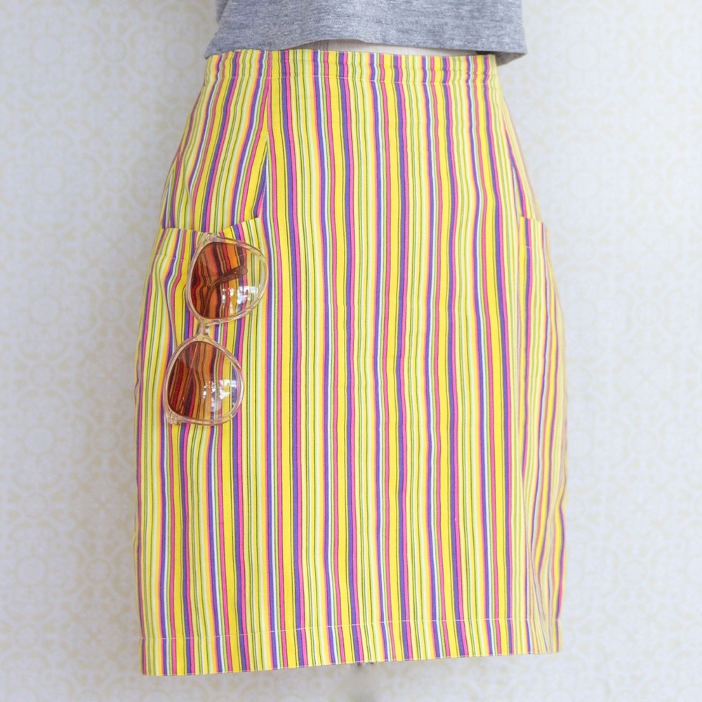 VERSACE Vintage 1990’s Fruit Stripe Mini Skirt